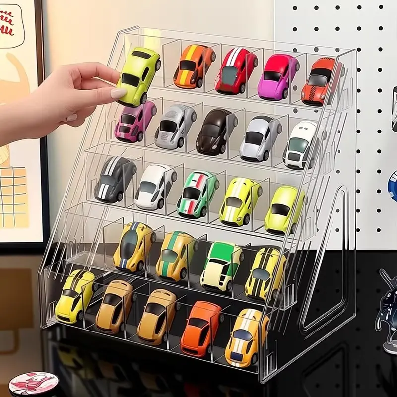 Five-Layer 25-Grid Matchbox Toy Car Display Stand, 1:64 Scale Alloy Model Car Shelf, Collectible Vehicle Organizer, Hobby Accessories