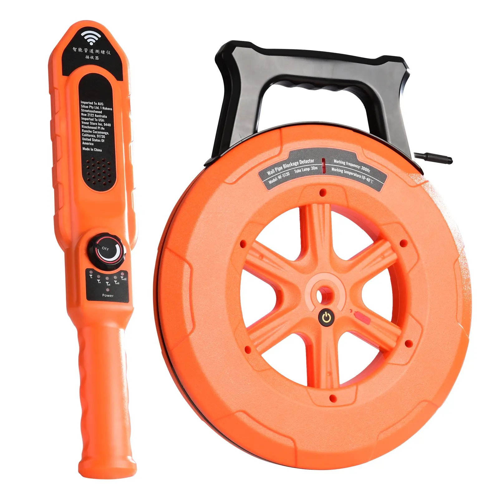Pipe Locators, 100ft/30m PVC Pipe Locators Underground, IP67 Waterproof Pipe Blockage Detector with Adjustable Sensitivity, Sewer Wall Scanner Plumbing Tool for PVC Plastic Metal Water Pipes