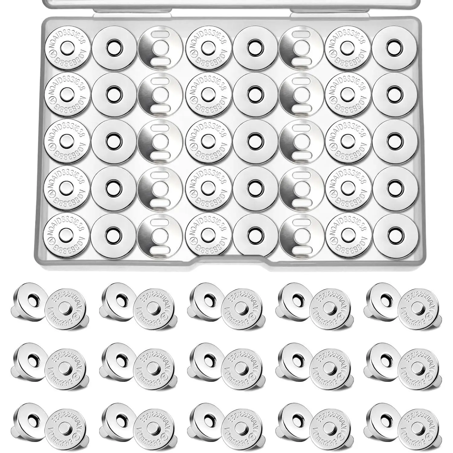50 Sets 14mm   Snaps for Purse, No-Sew |  Alloy Snap Closures, 14Mm With Washers, Prong  No-Sew, For Wallets Bags Clothes Scrapbook Diy, 50 Set