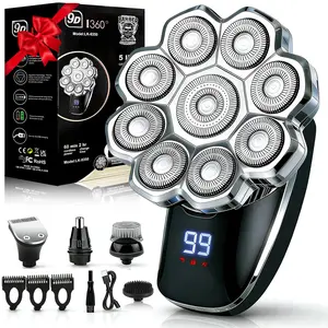 6 in 1 Electric Head Shaver, 1 Box Waterproof Wet/dry Grooming Shaver & Accessories, Cordless Rechargeable Bald Head Razor for Home & Travel, Multifunctional Hair Shaver, Multifunctional Shaving Head, Waterproof Portable Shaver, Body Groomer Shaver