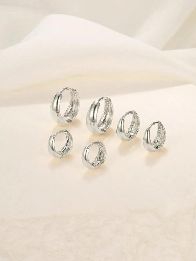 Women's Elegant Trendy Geometric Design Hoop Earrings, Simple Style Plain Color Hoop Earrings for Party, Exquisite Jewelry for Birthday Gifts