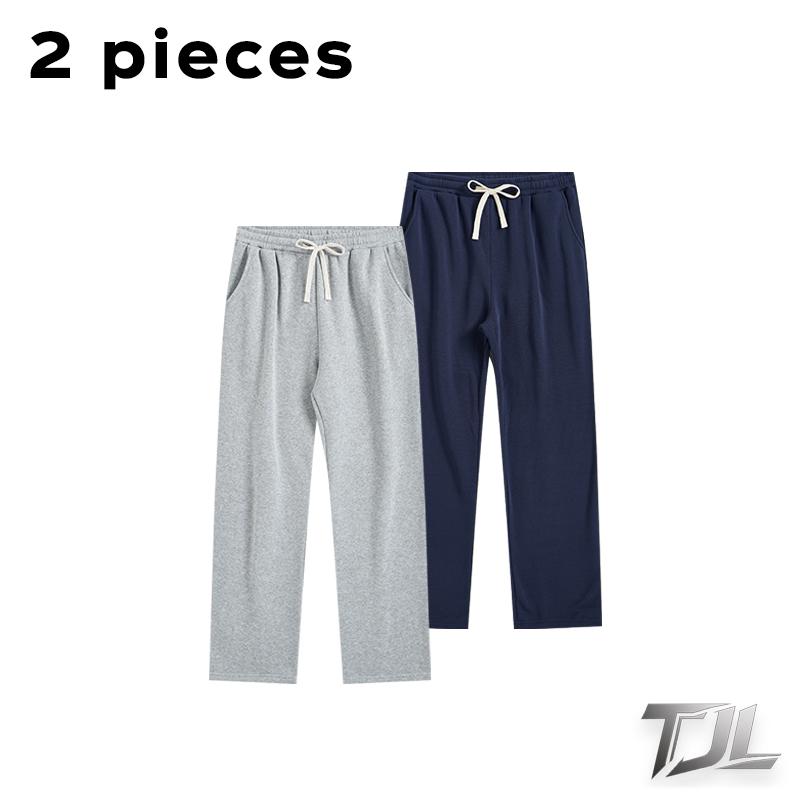 TJL Men's Regular Fit Solid Drawstring Waist Sweatpants, Casual Pocket Design Pants for Fall & Winter, Men's Trousers for Daily Wear, Yoga Training Pants, Casual Sports Pants solid drawstring waist sweatpants