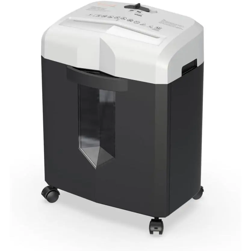 12-Sheet  Cut 60-Minute Paper Shredders for  Office | P-4 High , Jam-Proof System, Shredders for CDs & Clip, 4.2 Gal Pullout Bin with  Casters C266-BW