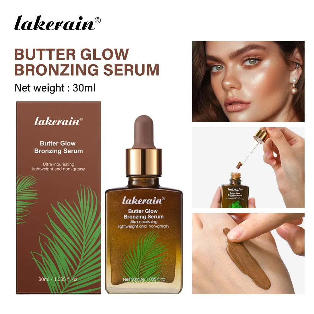 1PC Lakerain Butter Glow Bronzing Serum 30ml Lightweight Non Greasy Nourishing Brightening Makeup Essence For Face Body Daily Holiday Makeup Skincare Gift For Young Ladies