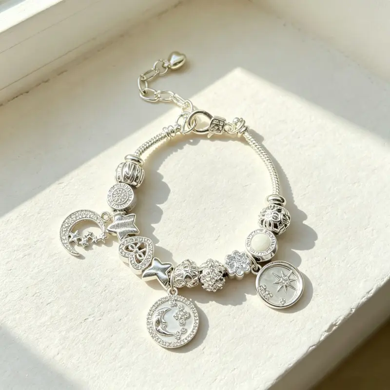 DIY Charm Bracelet Moon Star Butterfly Clover Hexagram Pendant Sparkling Accent Celestial Magical Aesthetic Everyday Casual Wear Personalized Styling Fashion Accessory Trending Y2K Item For Daily Outfit Matching Unique Statement Piece