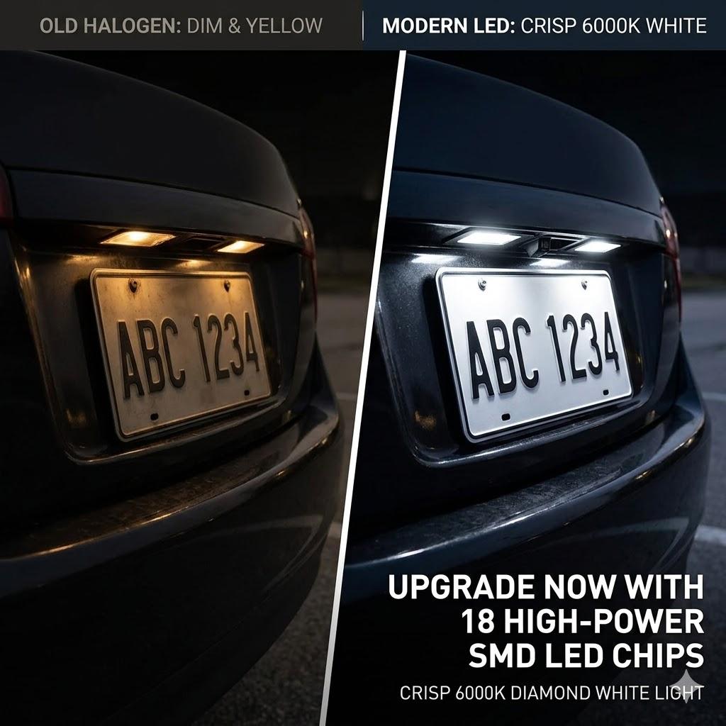 LED License Plate Light Assembly for BMW 1 2 3 4 5 Series X1 X3 X5 X6, E90 E92 E60 E39 F30 F10 E70 E82 E84 2Pcs 6000K Xenon White Error Free Rear Tag Lamp Replacement Plug and Play