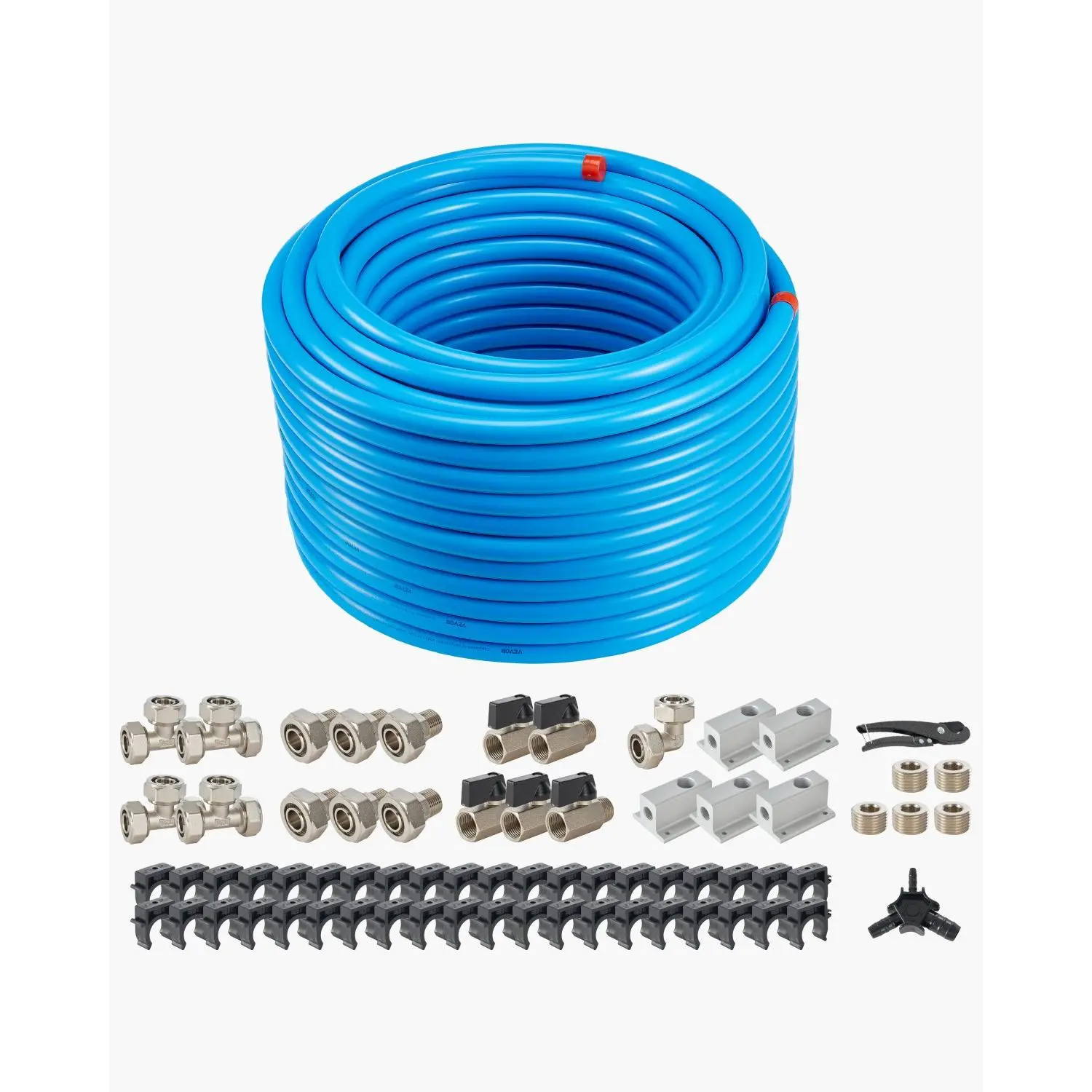VEVOR Air Compressor Line Kit, 200FTx 3/4", HDPE-Aluminum Compressed Air Piping System, Leak-Proof Easy-to-Install, Compressed Air Line Tubing Kit for Garages Workshops, Blue