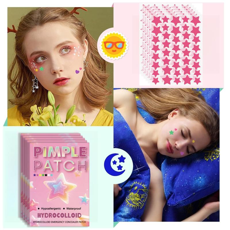 480 Pcs Hydrocolloid Pimple Patches for Face, Hypoallergenic Acne Spot Stickers with Tea Tree, Salicylic Acid and Cica Oil in Cute Colorful Star Shapes