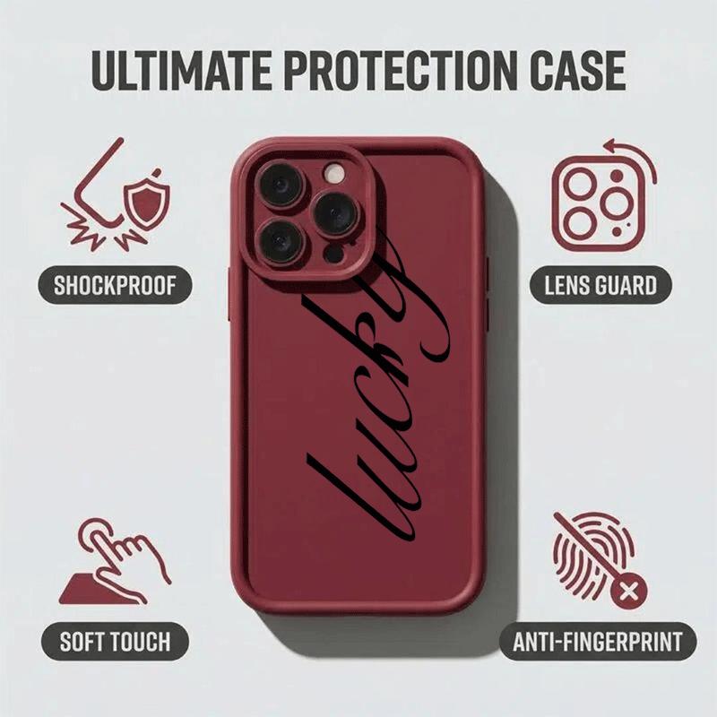 Chic Cursive "Lucky" Script Trendy Minimalist Phone Case for iPhone17/17PROMAX/17PRO/16/15/14/13/12/GALAXYS21/S22/S23/S24 Celestial Eye Layered Phone Case layered drop protection Cool trend BOBOJT1537002