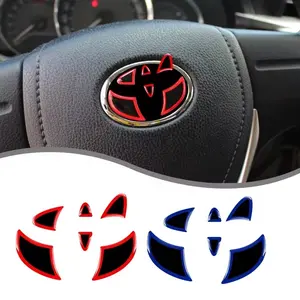 Red Blue Car Steering Wheel Badge Trim Sticker for Toyota CHR Corolla Camry Rav4 Auris Avalon Prius Prado Yaris Hilux