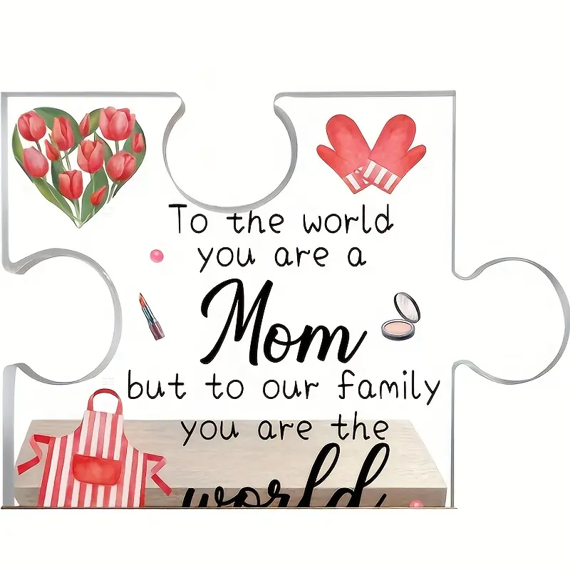 Kitchen Element Puzzle Acrylic Mom Plaque Family Quote Desktop Decor Mother's Day Gift