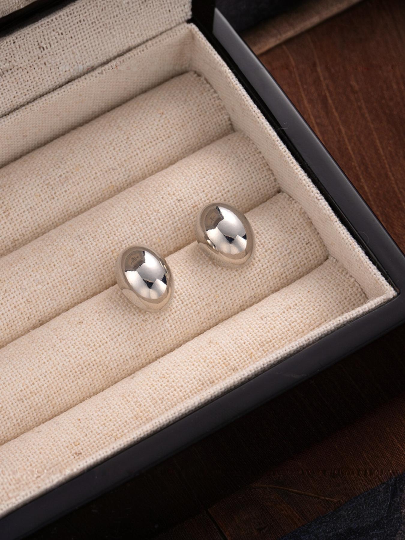 Golden/silver Color Stud Earrings, Fashionable Simple Casual Design, Metal Material, All Seasons Wear, Choking Hazard Warning