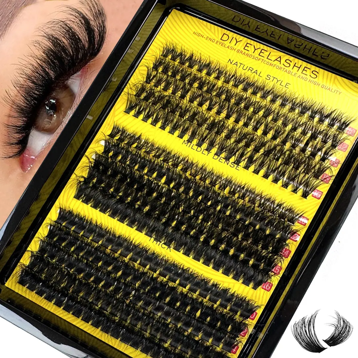 Fluffy eyelash bundle 40D+60D+80D mixed set DIY single eyelash thick cluster eyelash extension D curly eyelash bundle single eyelash 10-16MM fine cluster eyelash Diy Eyelash Clusters Volumized False Eyelashes