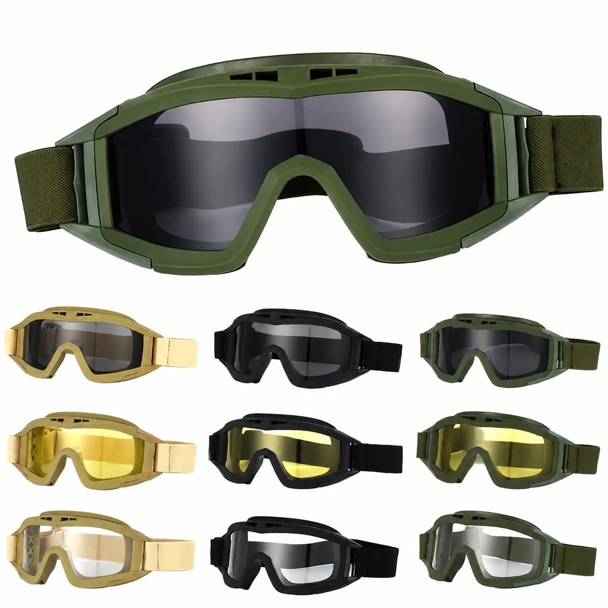 Durable Outdoor Tactical Eyewear for Men and Women – Lightweight Polycarbonate Lens Shooting Glasses with Anti-Fog Ventilation, UV400 Protection, and Adjustable Nose Pads for Airsoft, Paintball, Hiking, and Military-Style Training