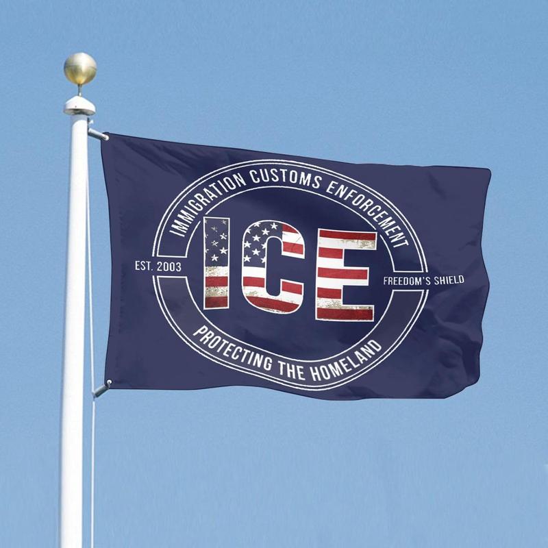 Stand With ICES 35x59 Inch Flag - US Immigration and Customs Enforcement Support Banner, Heavy Duty Polyester Fade Resistant for Outdoor Patriotic Display | Defend Our Borders Homeland Security Flag ICE Flag