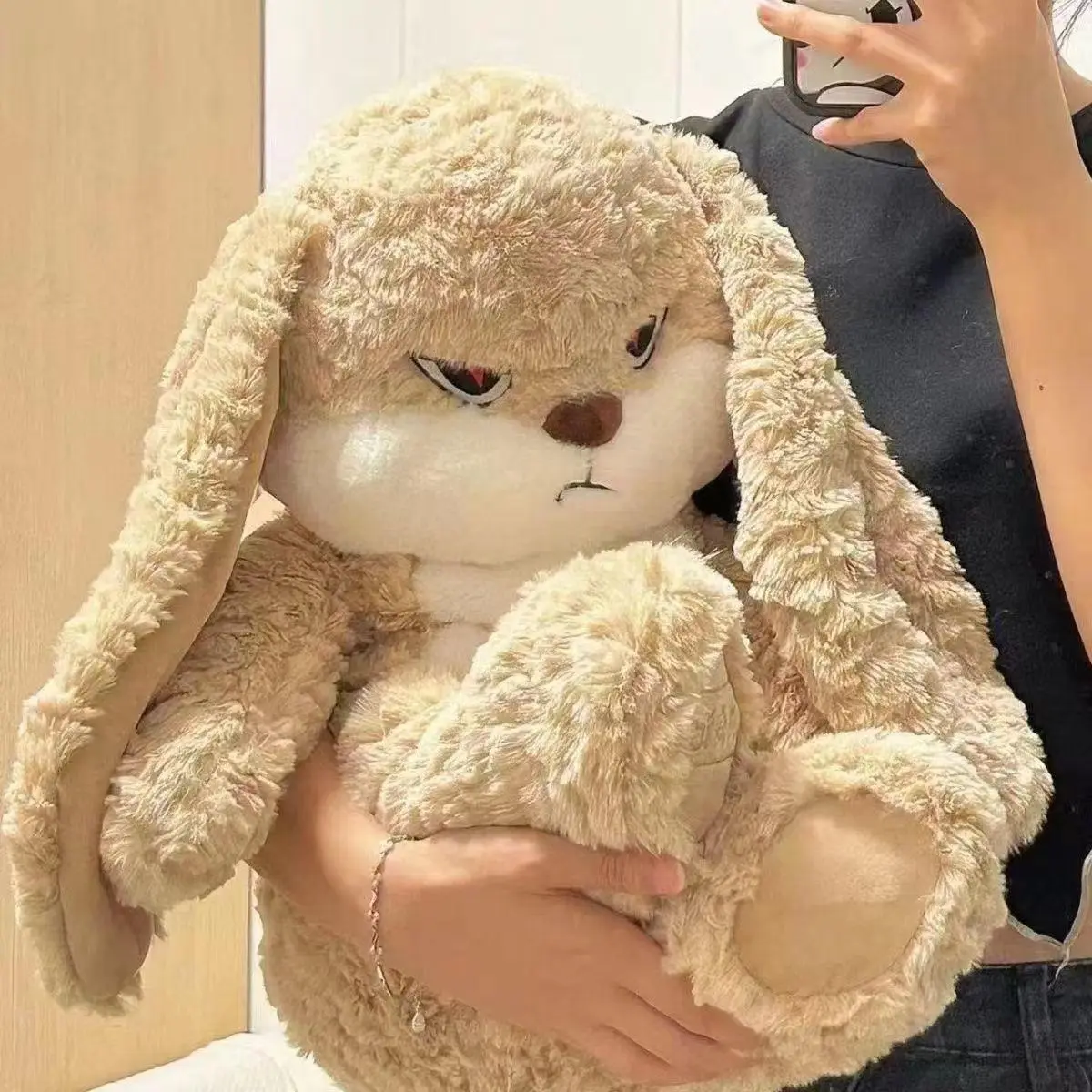 28/40CM Angry Rabbit Plush Toy Bunny Stuffy Super Soft Fluffy extra soft fluffy Cute Animal Plushie Doll Kawaii Stuffed Soft Toys Soft Cuddly Gift Model Room Decor Easter Christmas kids Birthday Gift