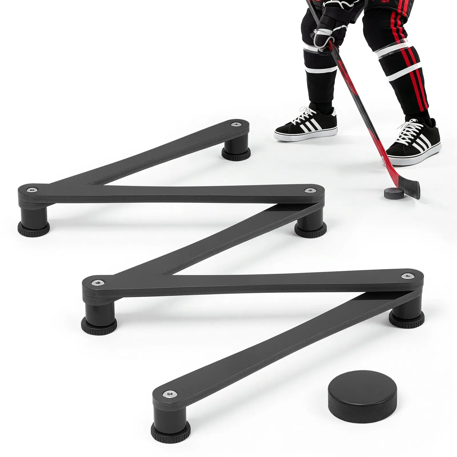 VEVOR 5-Section Adjustable Stick Hockey Training Equipment, Portable On/Off Ice Trainer, Lightweight Puck Control & Reaction Time Tool