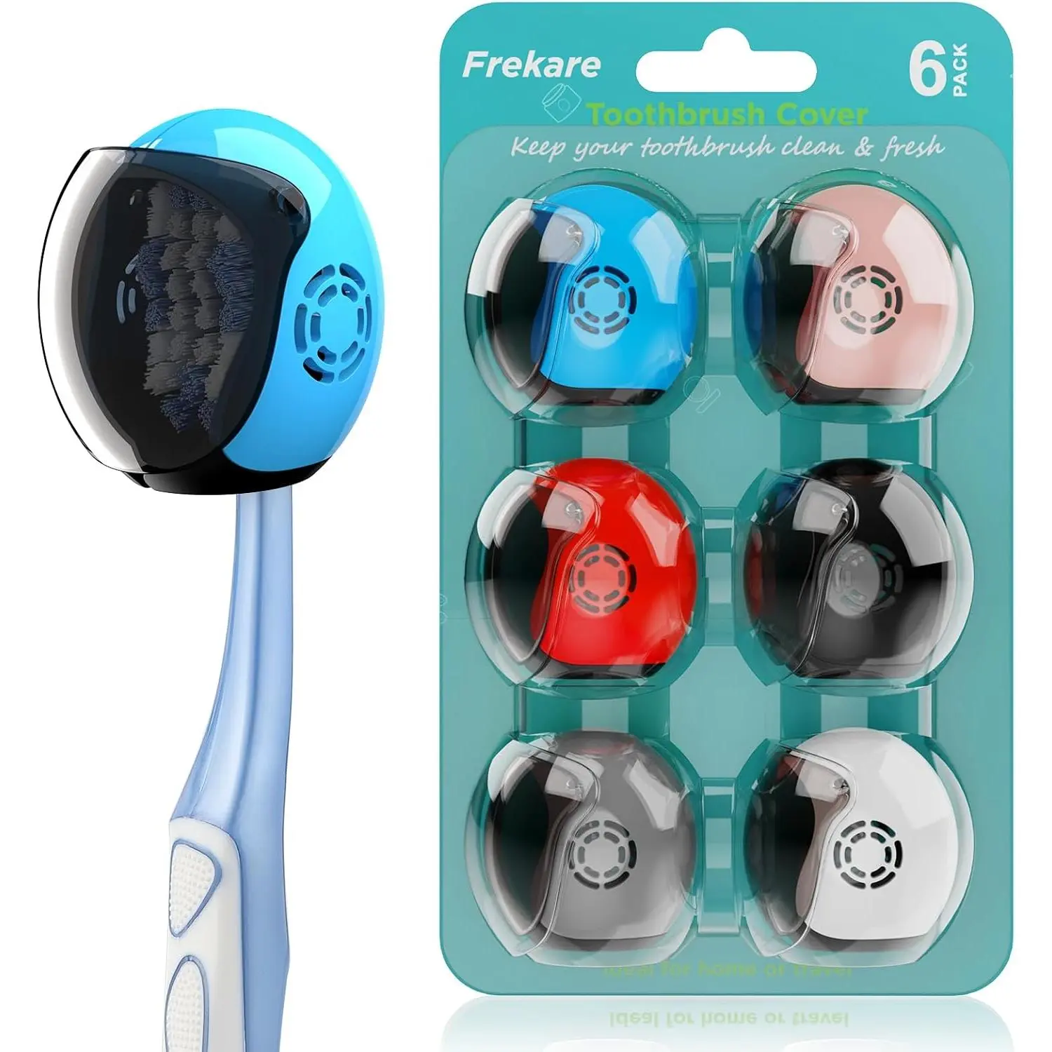 Frekare 6 Pack Toothbrush Covers Caps, Toothbrush Cover Brush Pod Case, Toothbrush Case Protector Fits Most Manual And Electric Tooth Brushes For Bathrooms Travel