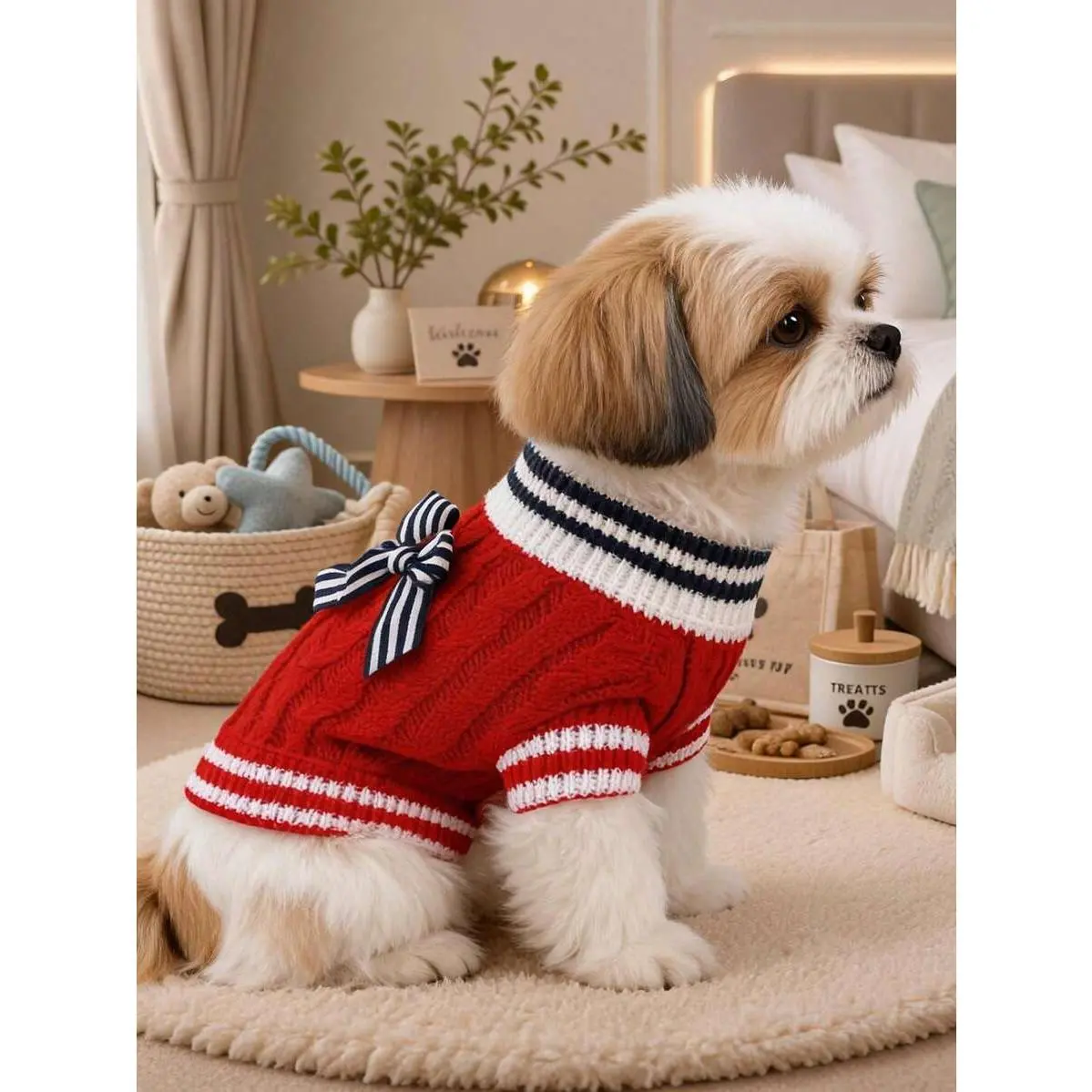 PETCIRCLE 1pc Pet Clothes Dog Cat Clothing Apparel Small Dog Puppy Cute Lightweight Breathable Warm Comfortable Navy Sweater - Blue