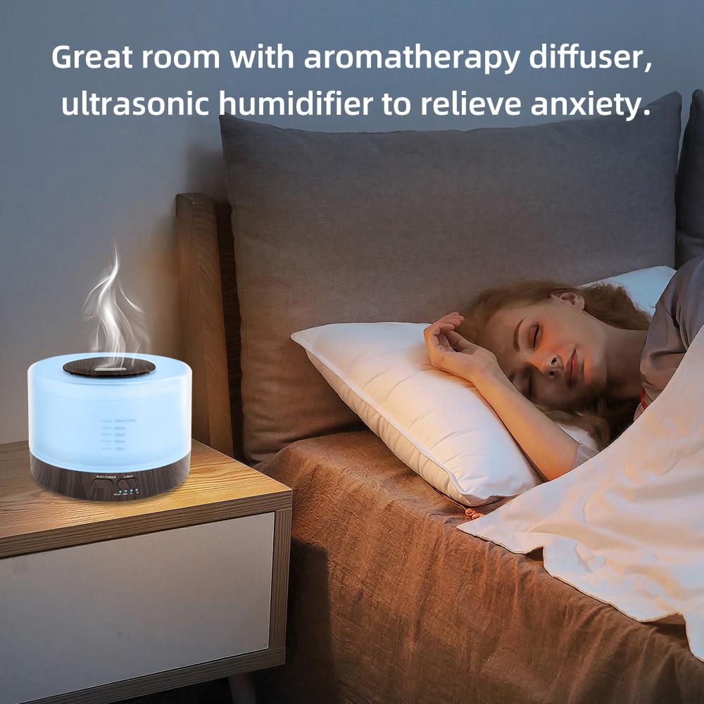 Complete Aromatherapy Set: Large Air Humidifier & Diffuser with Timer, 7-Color Mood Lights & 6 Premium Fragrance Oils Included