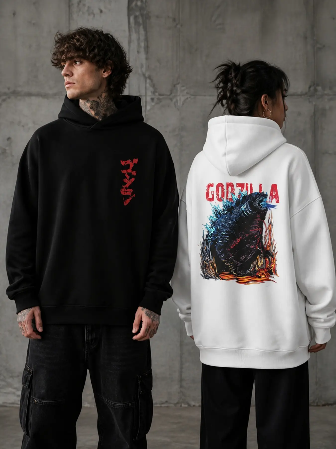 Godzilla Destroying City Crewneck Sweatshirt, Graphic Oversized Pullover, Perfect Gift Cool Shirts, Graphic Oversized Heavyweight Fleece-Lined Sweatshirt and Hoodie for Men and Women, Workout Crewneck and Hoodie, Y2K Hoodie