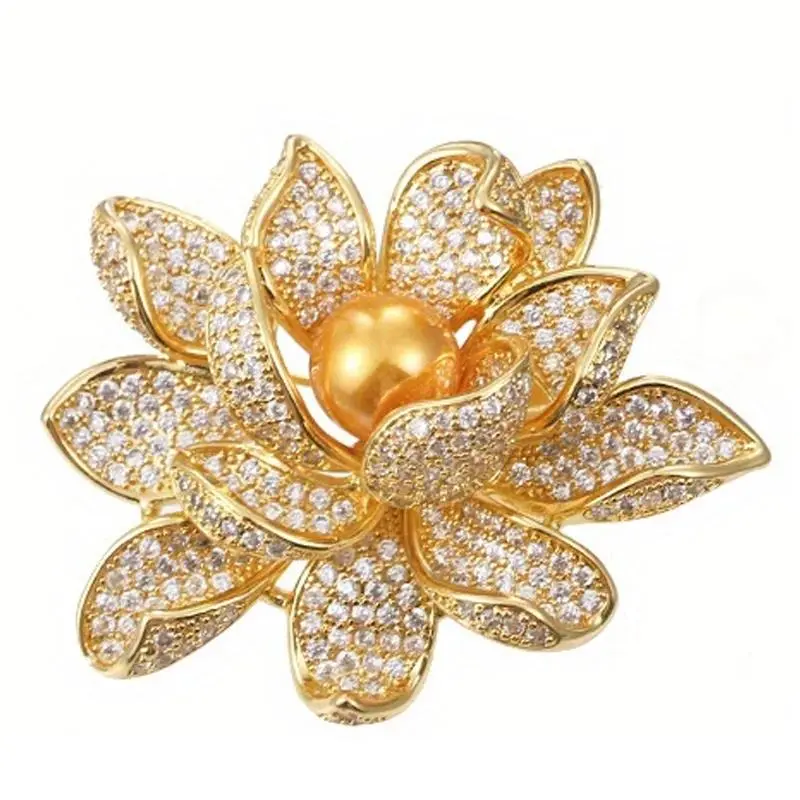 Fashion Lotus Pearl Brooch Fashion Simple and Atmospheric Flower Brooch Men's and Women's Luxury Jewelry Design Gift Brooch