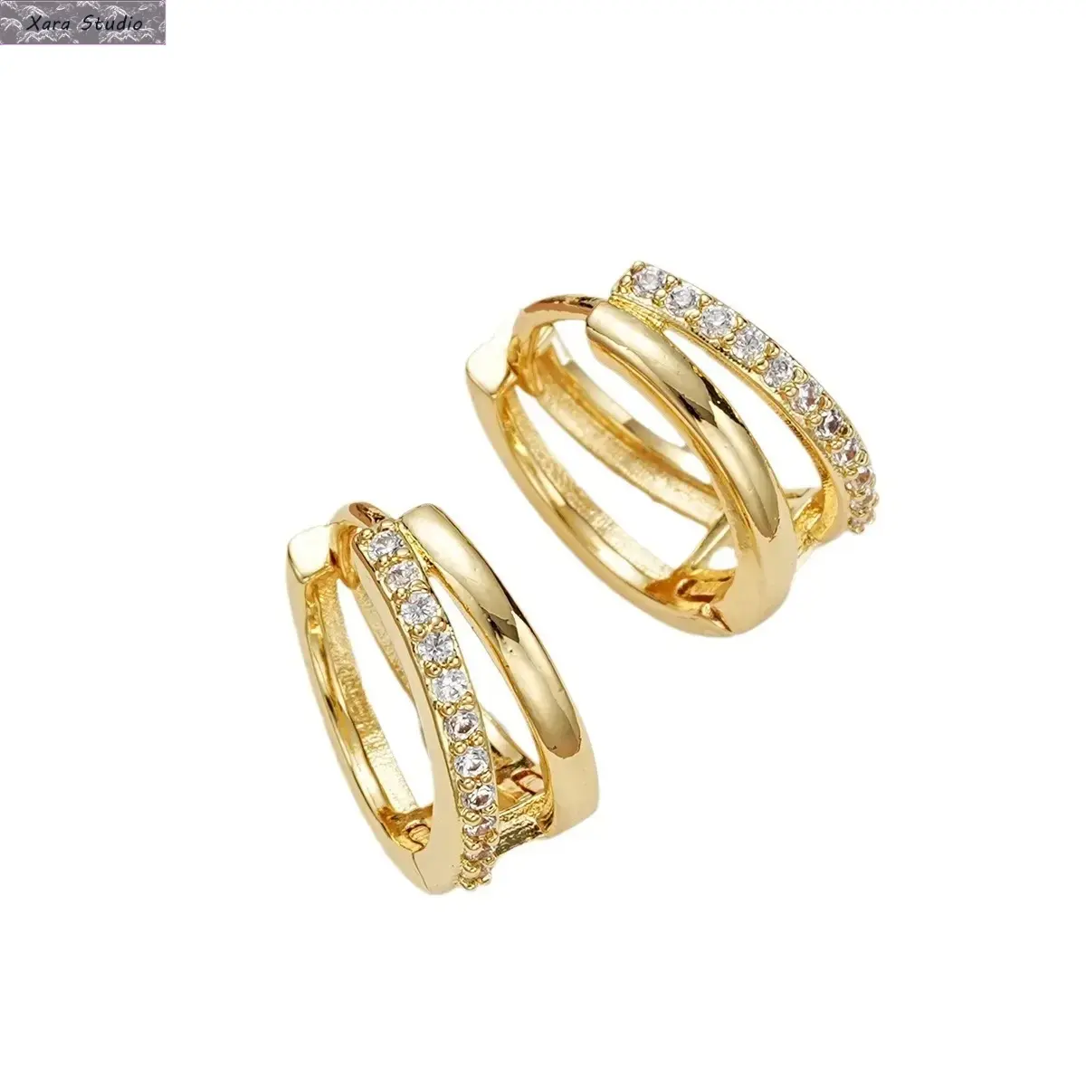 Double Hoop Earrings for Women, Minimalist Gold-Tone Layered Spiral Hoops, Hypoallergenic and Lightweight Design for an Earring Stack, Anniversary Gift, Thanksgiving, Gift‑Ready Pick