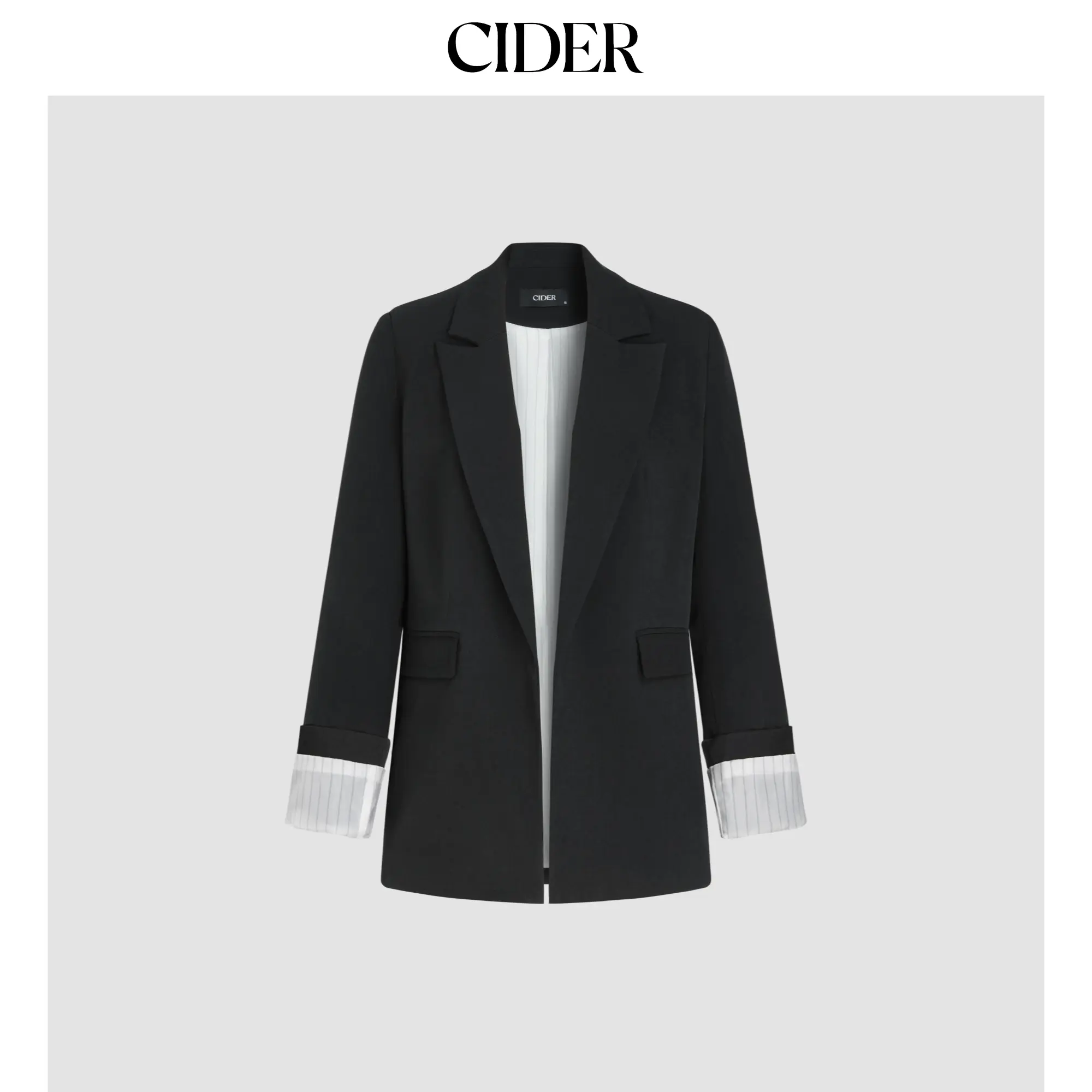 Cider [2 colors, size 2-10] Collar Solid Pocket Blazer SohoChic