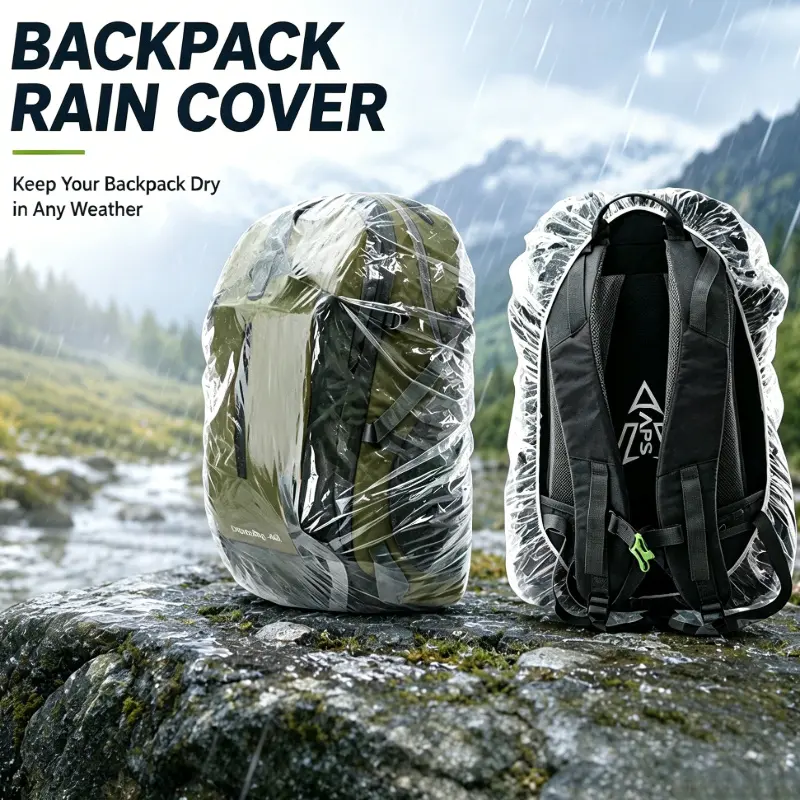 10pcs Pack Disposable Transparent Backpack Rain Covers Suitable for Hiking, Camping, Cycling - Elastic Stretchable Cover Fits Backpacks, for Outdoor Travel, Small Size Portable Rain Shield for Daily Use