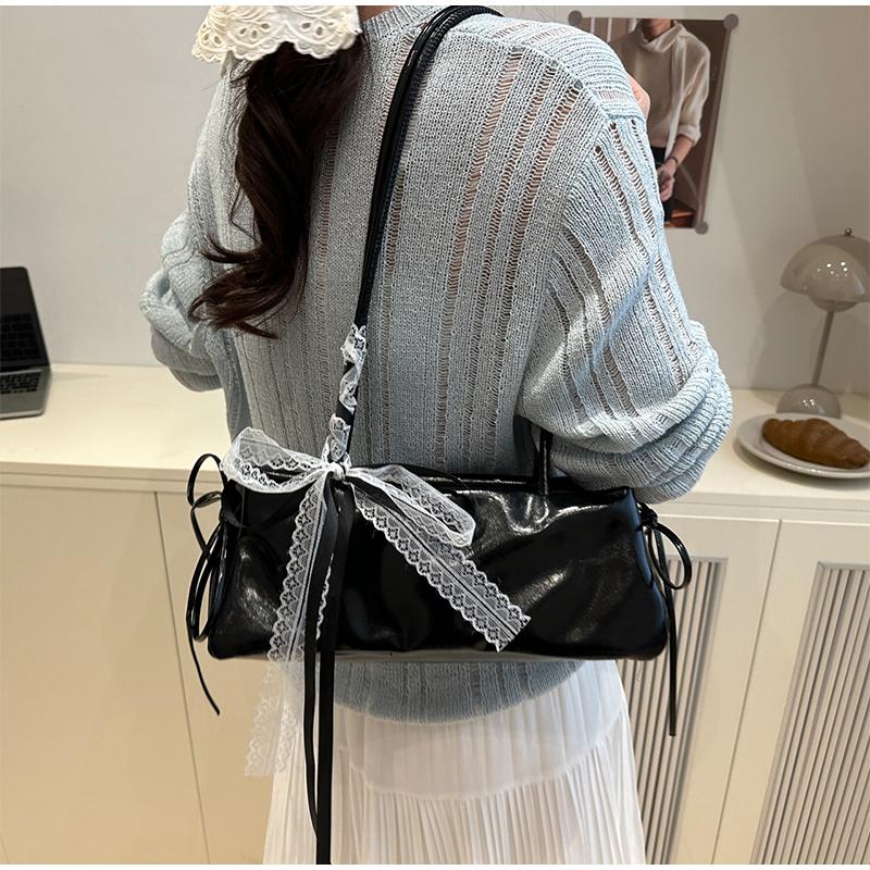French Elegant Square Bag Korean Bow Decoration Pu High-quality Bag Niche Simple Ballet Style Shoulder Bag New Casual Women Bags