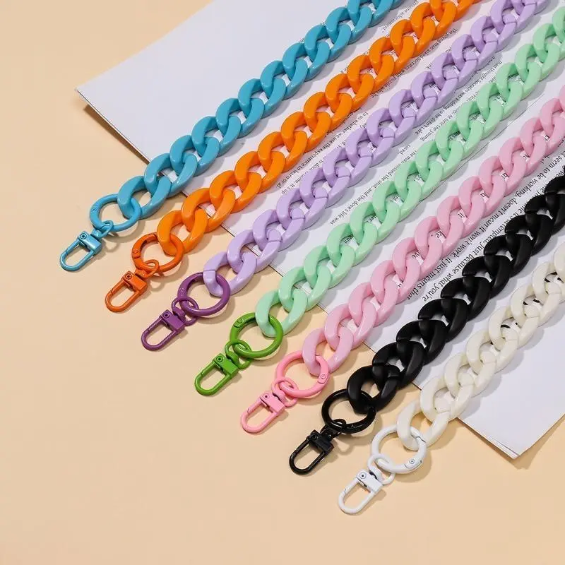 Unisex Chunky Curb Chain Links Necklace - Resin-Finish Acrylic DIY Crafts Accessory with Metal Lobster Clasp, Interchangeable Supply for Bag Straps, Handmade Jewelry, Chunky Chain Necklace