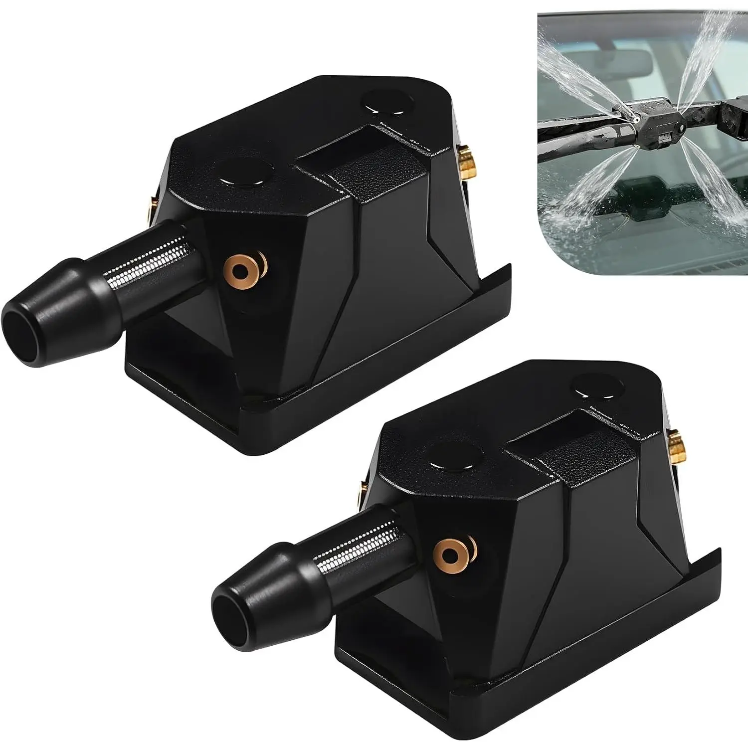 2 count Front Windshield Washer Nozzles, Windshield Sprayer Nozzle, 4 Holes  Windshield Washer Wiper Arm Sprayer, Auto Left Right Windshield Washer Squirter Nozzle  for   SUV