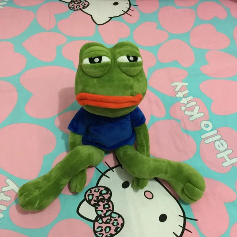 45cm Animal Sad Frog Plush Toy Soft Stuffed Pillow Magic Expression Pepe The Sad Frog Plush Doll Birthday GIfts For Girls Boys