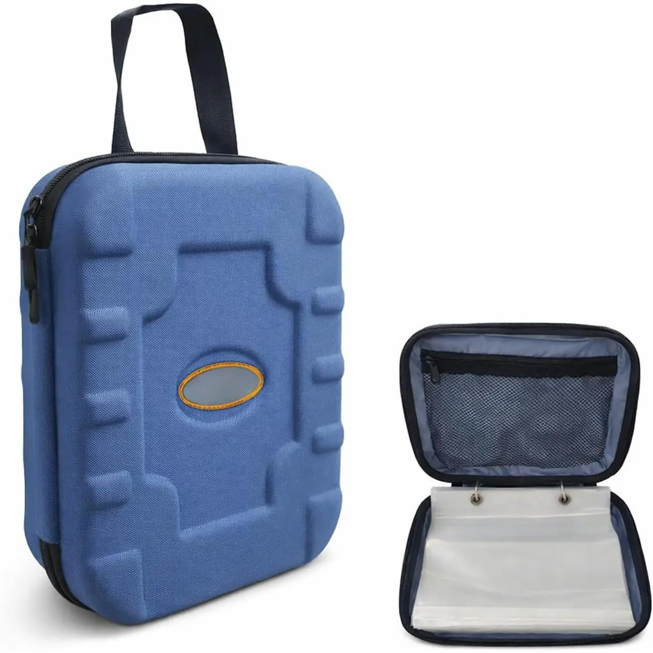 Fishing Tackle Binder Hard EVA Shell Cover Fishing  Organized Storage Saltwater Resistant Fishing Tackle Storage Bag(blue)