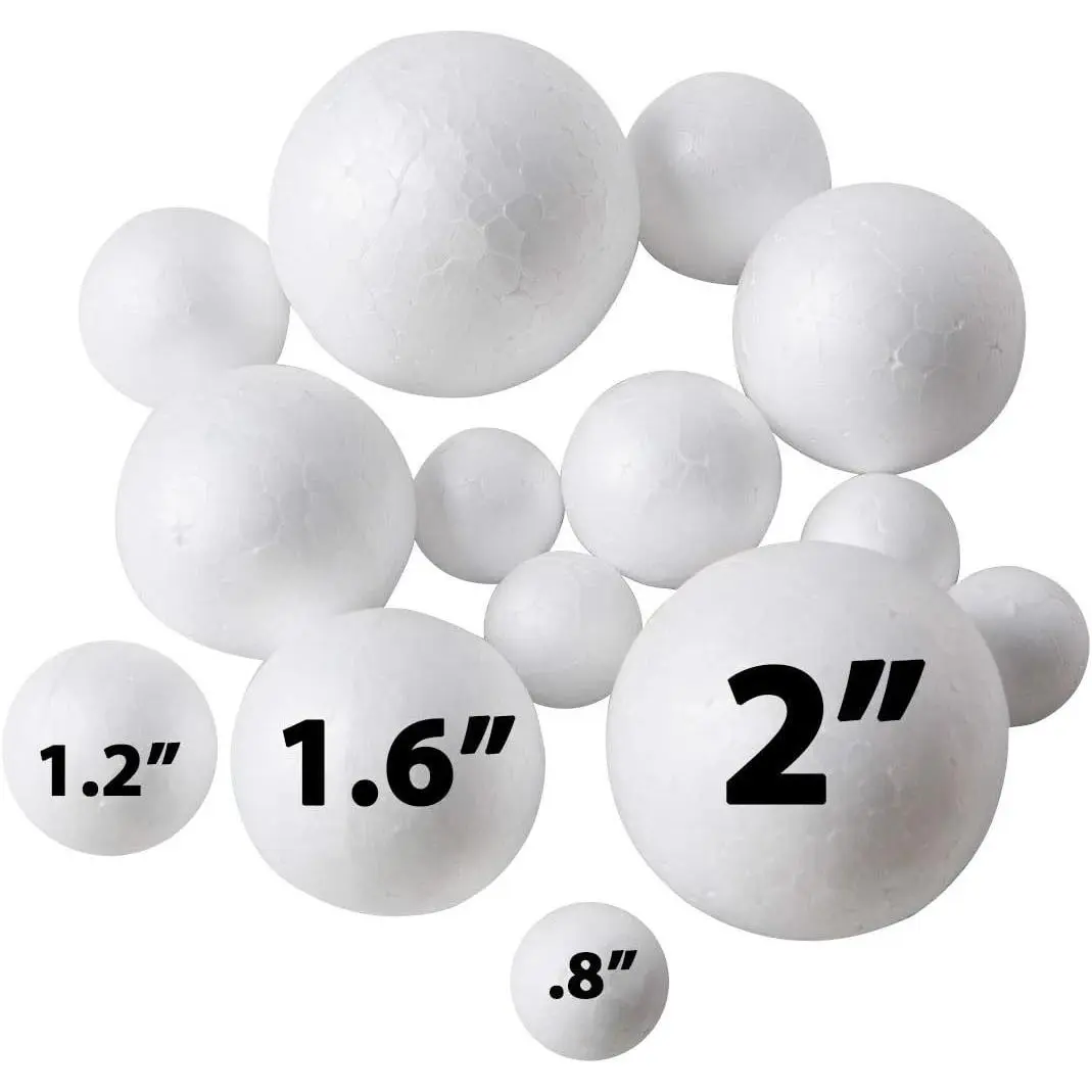 240 Pack Bulk Foam Craft Balls, 4 Sizes 0.8'' 1.2'' 1.6'' 2'' Inches for DIY Home and School Craft Projects