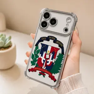 Phone Case For IPhone 17 Pro Max 16 15 Plus Air 14 13 12 11 E Dominican Republic Emblem Pattern Four-Corner Thickened Anti-Drop Protective Silicone Cover Gift