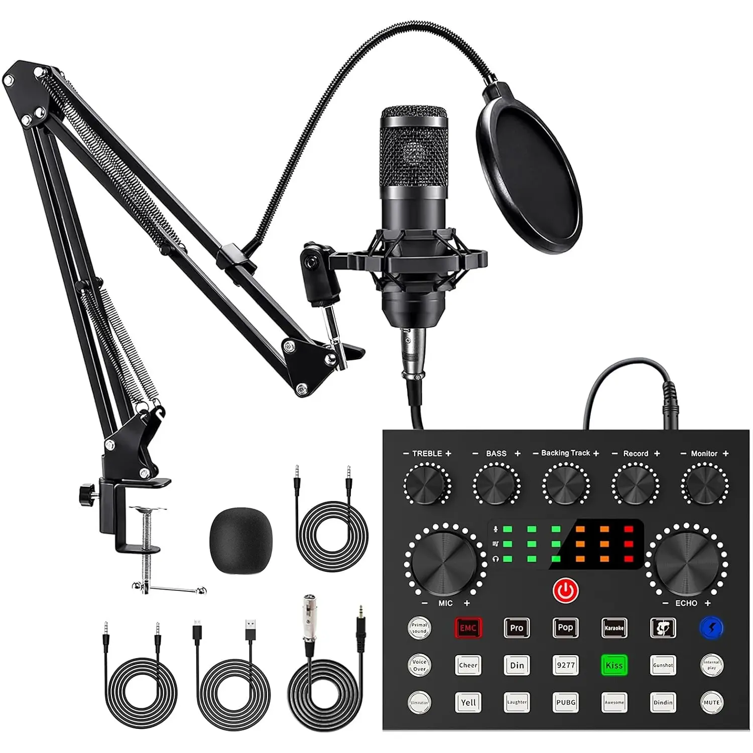 V8s Podcast Equipment Set, Bm-800 Capacitor Microphone Kit, Supports Phone/computer/PC, Dj Sound Control Mixer with BT Connection