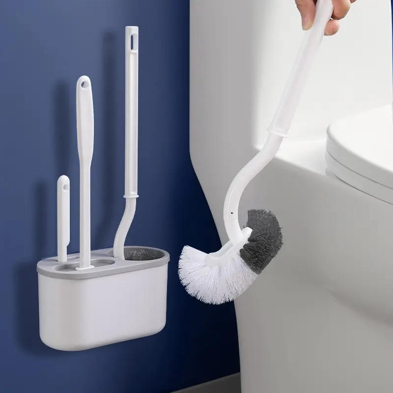Wall-Mounted Toilet Brush, No Silicone Needed, Easy Installation, Wall-Hung Bathroom Cleaner, Home Use Toilet Brush, Space-Saving Design