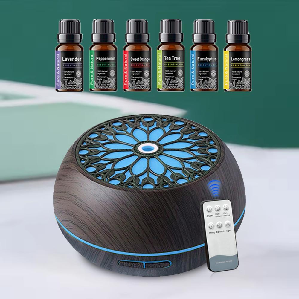 550ml Smart Diffuser with 6 Oils  App Remote, Custom Timer & RGB Lighting for Modern Home Decor air  purifier essential oil aroma diffuser d is ff user aroma diffuser humidifier aromatherapy oil wood grain design Round Household