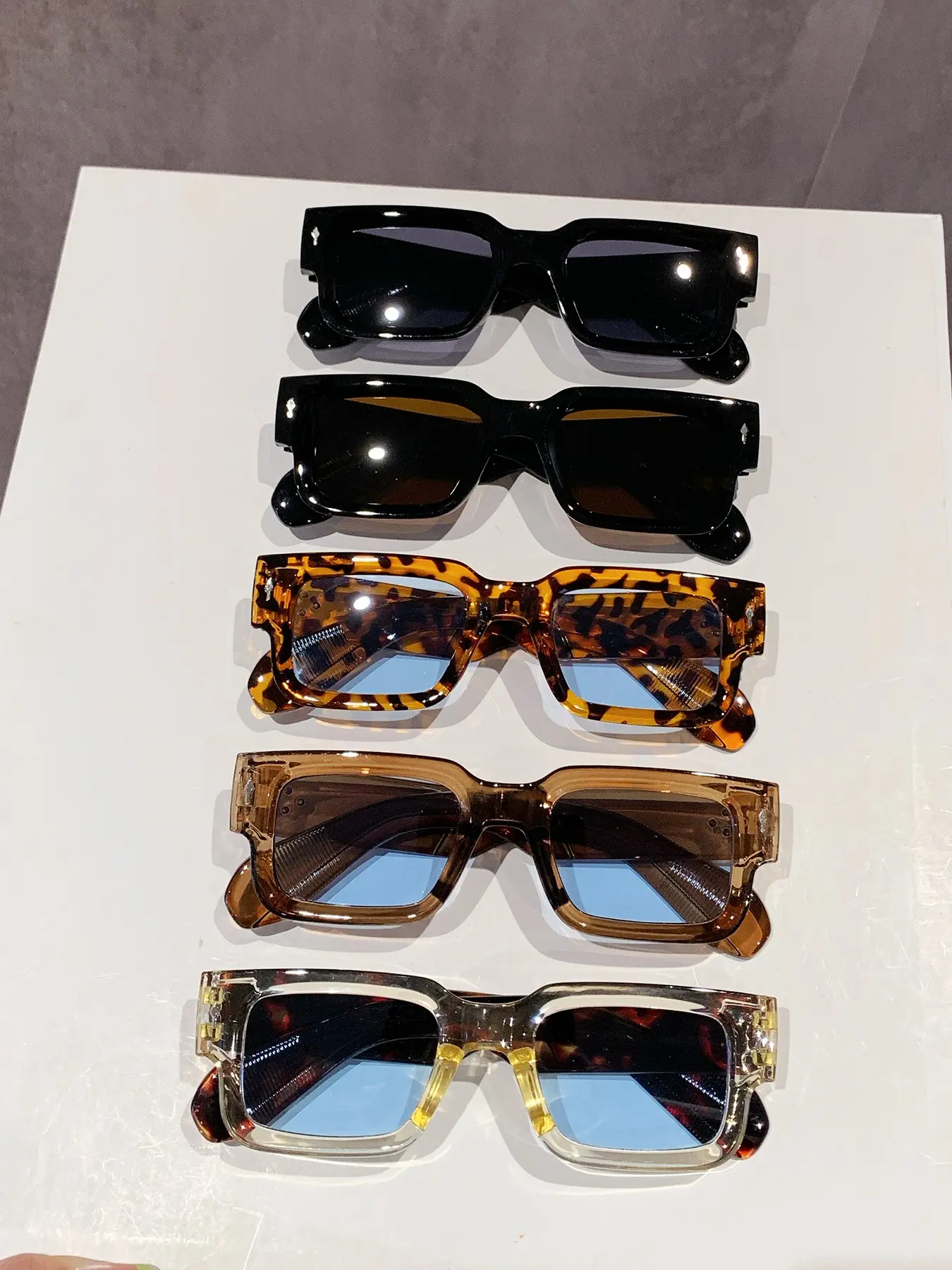 5 Pairs Men's Small Frame Glasses, Women's Decorative Glasses, Casual Style, All Seasons, PC Material, Non-Color Changing, Batch 1020