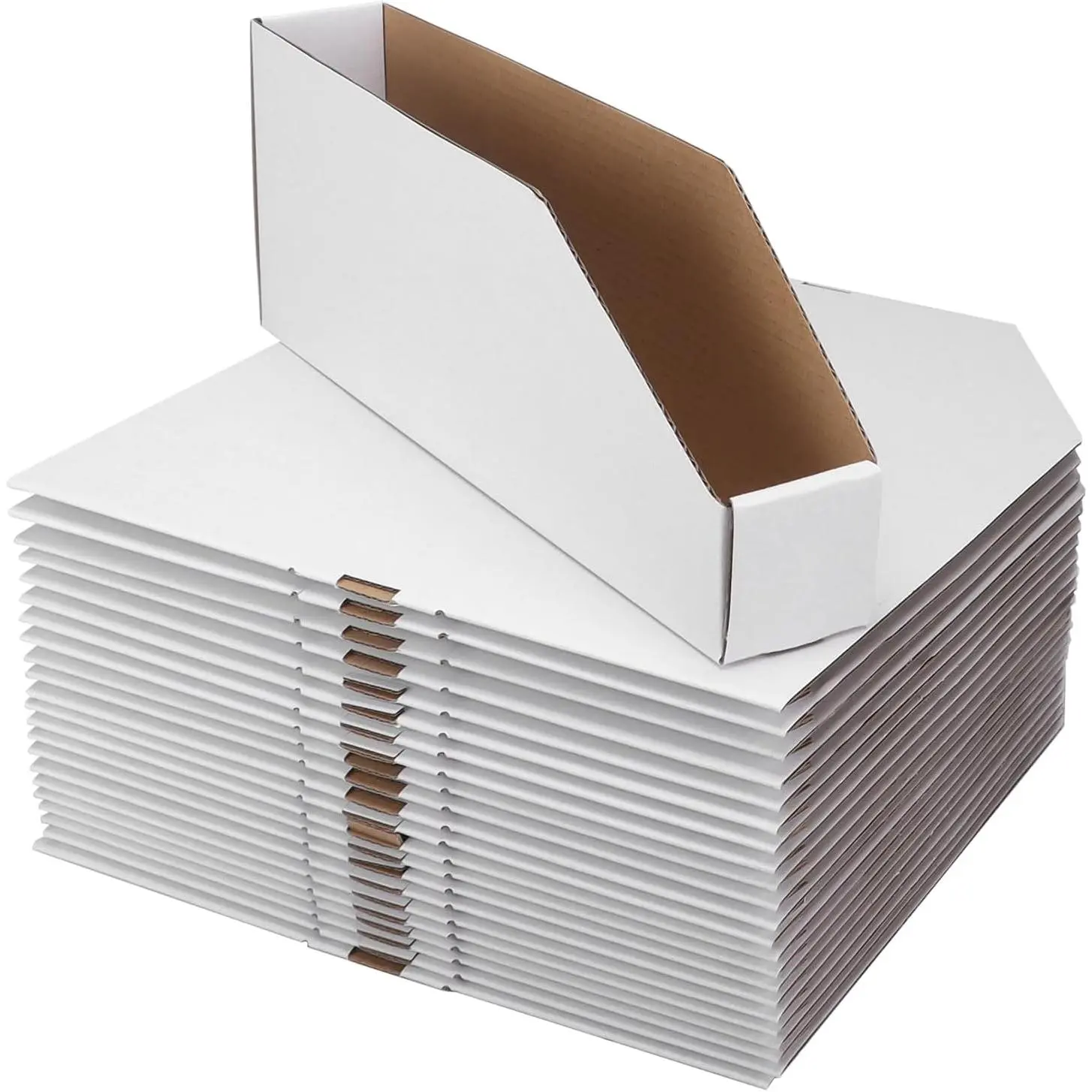Cardboard Storage Bins Boxes 35 Packs 12x2x4.5 Inches, Easy Assembly Pantry Organizer Bins for Shelf, White
