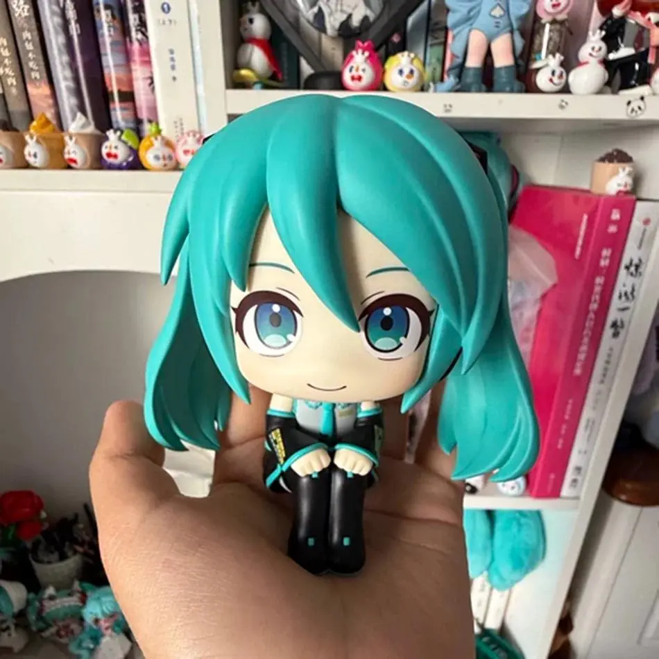 10cm Hatsune Miku Q Version Figure Model Anime Collectible Sitting Doll Toy Cute Desktop Ornament Home Decor Car Decoration Gift
