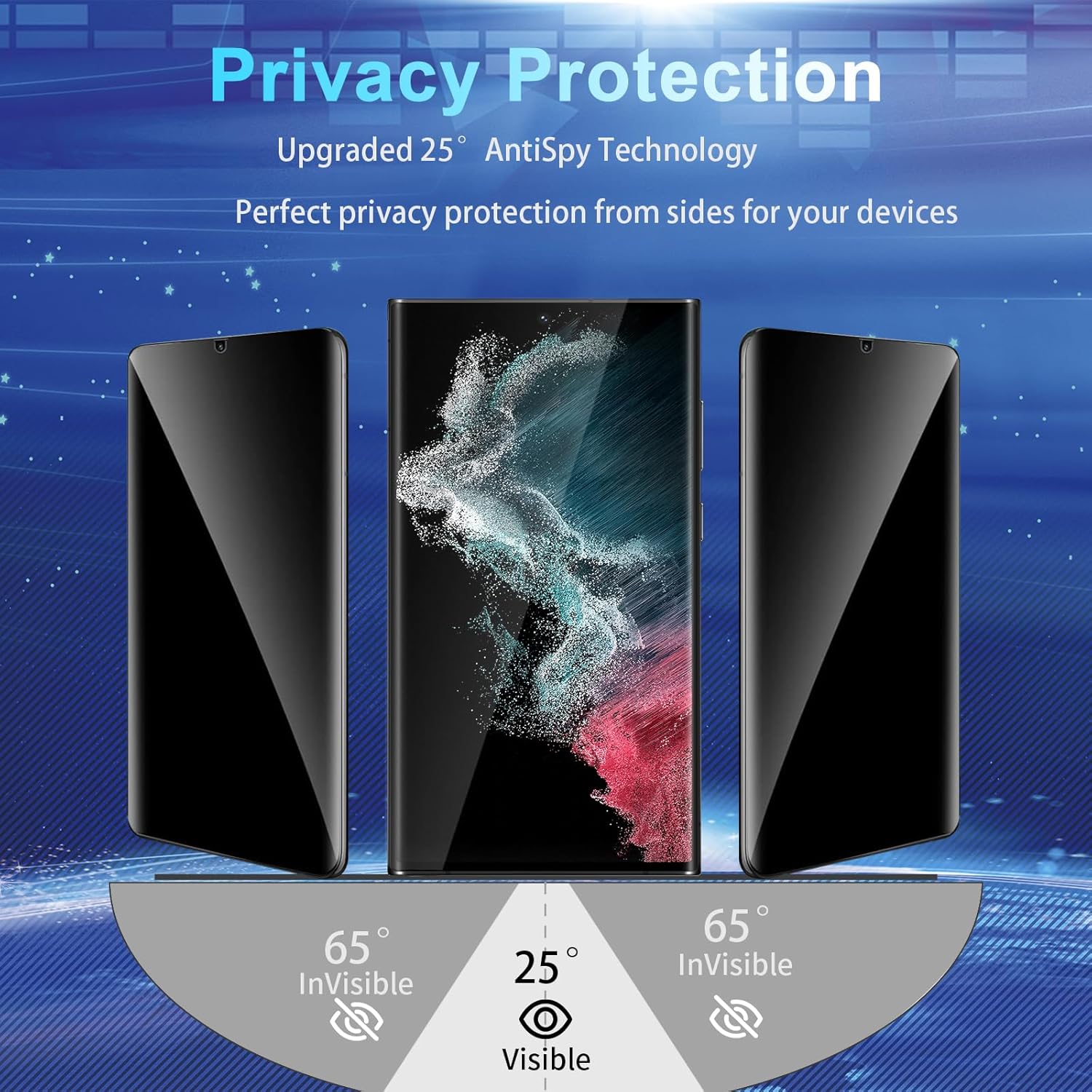 2+2 Pack Privacy Screen Protector Compatible with Galaxy S22 Ultra 5G - 2 Tempered Glass Film + 2 Camera Lens Protectos, High Clarity Bubble Free, Anti-Spy Protection