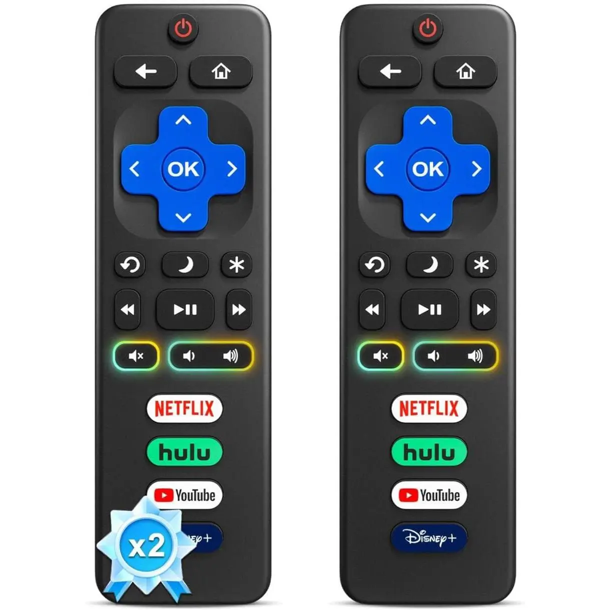 (Pack of 2) Replacement for Roku-TV-Remote-Control, for TCL Roku/Onn Roku/Hisense Roku/Sharp Roku/Philips Roku Series Smart TVs (Not for Roku Stick, Box, Premiere and Players)