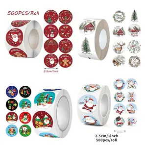 500 DIY Cartoon Christmas Gift Tags, Creative Multi-Functional Stickers, Perfect for Online Stores, Gift Box Decoration, Packaging Labels