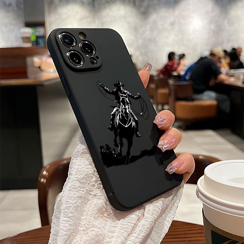 Cowboy silhouette on horseback UV printing soft phone case 360 degree full protection phone cover for iPhone 11 12 13 14 16 pro max 15 XR X/Xs 7 8 plus se mini