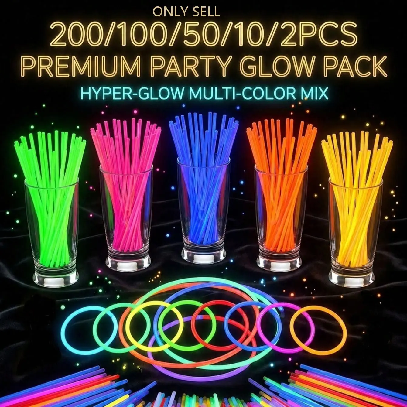 8 Inch Party Glow Sticks, High-Quality Super Bright, Lasts 10-12 Hours, Ideal for Parties, Events, Bars, Birthdays, Halloween