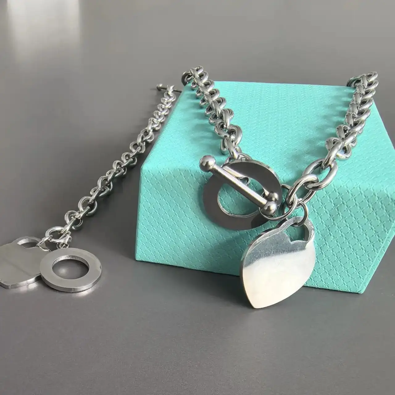 2-Pieces Stylish Pairing Jewelry Thick Chain Set(Bracelet and Necklace)Y2K Trendy Designer , Popular Luxury Bracelet Jewelry - Valentines Special Gift Jewelry
