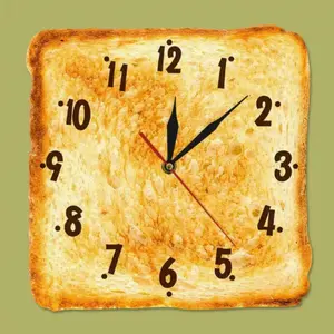 Toast-Shaped Silent Quartz Wall Clock — Non-Ticking Modern Kitchen Decor, Irregular Shape (Ideal for Cafés and Homes), A Perfect Decorative Clock for Any Space