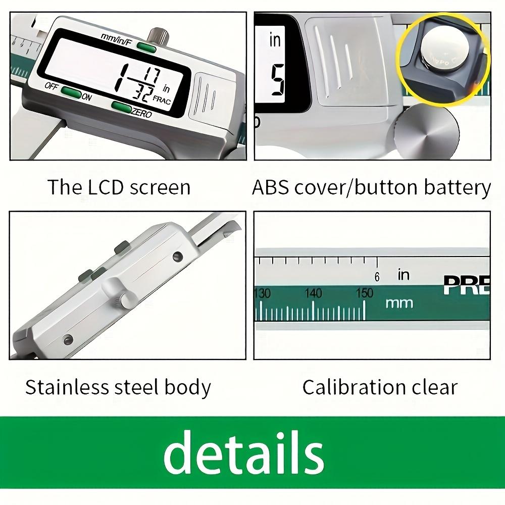 ET50 Digital Caliper 150mm – High Precision Vernier Caliper with 0.01mm Accuracy, Fraction/MM/Inch Conversion, LCD Display, Stainless Steel, Durable Measuring Tool for DIY, Engineering, Workshop, Metalworking, Woodworking, and Home Use